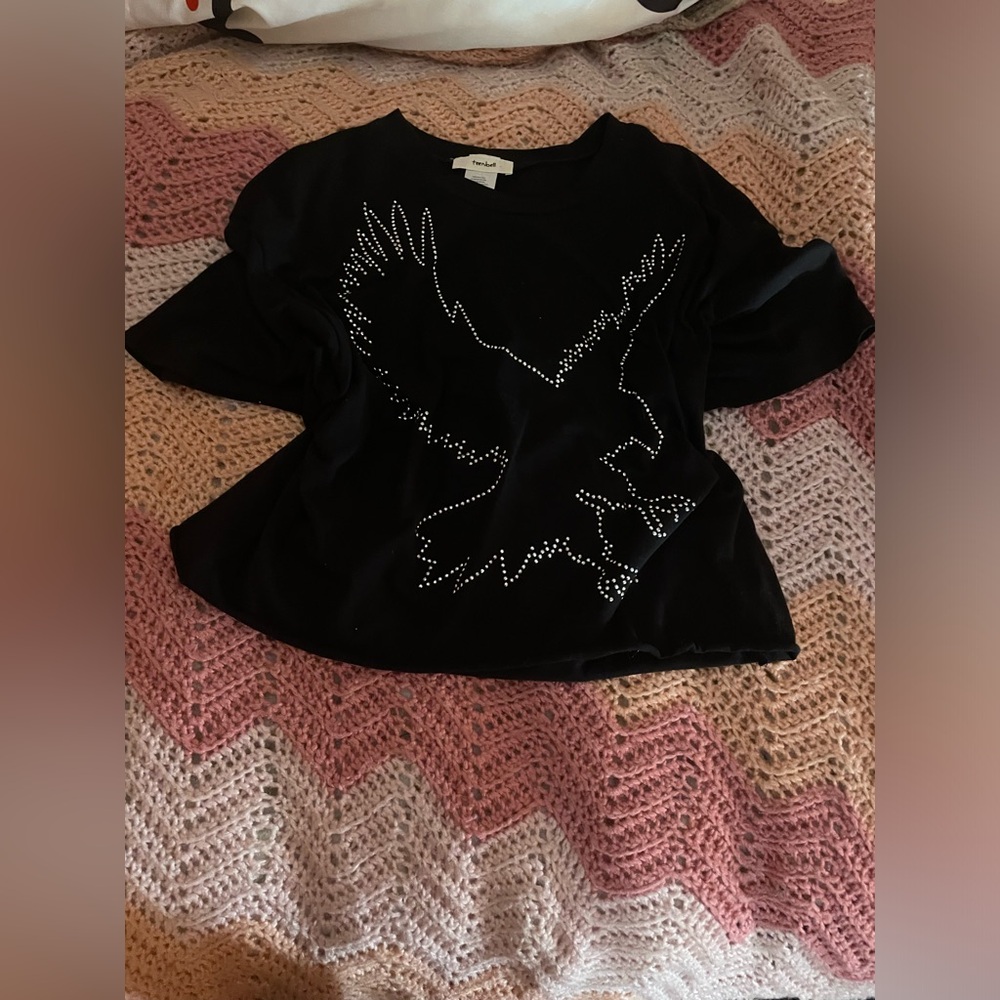 BLACK RHINESTONE CROP TOP